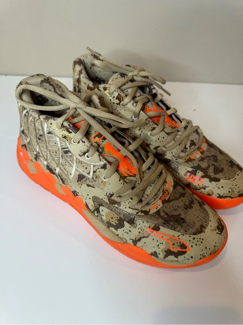Puma MB.01 Digital Camo Basketball Shoes Men’s Size 13 Pale Khaki Ultra Orange